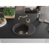 Mexen Kevin single-bowl granite sink with drainer and kitchen faucet Carla, black speckled - 6517-76-670700-50