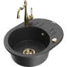 Mexen Kevin 1-compartment granite sink with a drip tray and kitchen mixer tap Carla, spotted black - 6517-76-670700-50