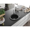 Mexen Kevin 1-compartment granite sink with a drip tray and kitchen mixer tap Carla, Black - 6517-77-670700-00