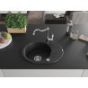 Mexen Kevin granite kitchen sink 1-bowl with drainer and kitchen faucet Carla, black - 6517-77-670700-00