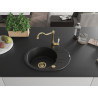 Mexen Kevin granite sink single-bowl with drainer and kitchen faucet Carla, black - 6517-77-670700-50