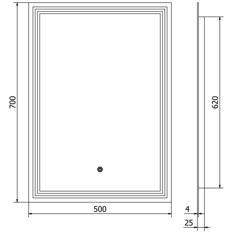 Mexen Taco bathroom mirror illuminated 50 x 70 cm, LED 6000K, anti-fog - 9805-050-070-611-00