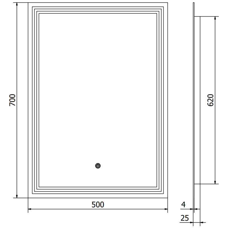 Mexen Taco illuminated bathroom mirror 50 x 70 cm, LED 6000K, anti-fog - 9805-050-070-611-00