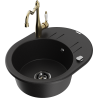 Mexen Kevin granite 1-bowl sink with drainer and kitchen faucet Carla, black - 6517-77-670700-50-B