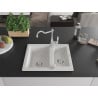 Mexen Carlos granit kitchen sink 1.5-bowl with Carla kitchen faucet, white - 6518-20-670700-00
