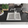 Mexen Carlos granite sink 1.5-bowl with Carla kitchen faucet, white - 6518-20-670700-20