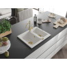 Mexen Carlos granite kitchen sink 1.5-bowl with Carla kitchen faucet, white - 6518-20-670700-50
