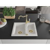 Mexen Carlos granite sink 1.5-bowl with kitchen faucet Carla, white - 6518-20-670700-50