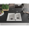 Mexen Carlos granite sink 1.5-bowl with kitchen faucet Carla, white - 6518-20-670700-70