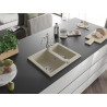 Mexen Carlos Carla 1.5-bowl granite sink with kitchen faucet, beige - 6518-69-670700-00