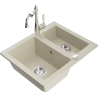 Mexen Carlos Carla 1.5-bowl granite sink with kitchen faucet, beige - 6518-69-670700-00