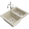 Mexen Carlos granite sink 1.5-bowl with Carla kitchen tap, beige - 6518-69-670700-00