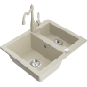 Mexen Carlos 1,5-compartment granite sink with a kitchen mixer tap Carla, Beige - 6518-69-670700-69