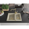 Mexen Carlos 1.5-bowl granite sink with Carla kitchen faucet, beige - 6518-69-670700-50