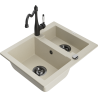Mexen Carlos 1,5-compartment granite sink with a kitchen mixer tap Carla, Beige - 6518-69-670700-70