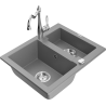 Mexen Carlos granit sink 1.5-bowl with kitchen faucet Carla, gray - 6518-71-670700-00