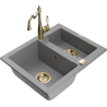 Mexen Carlos 1,5-compartment granite sink with a kitchen mixer tap Carla, Grey - 6518-71-670700-50