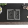 Mexen Carlos 1.5-Bowl Granite Sink with Carla Kitchen Tap, Grey - 6518-71-670700-70-B