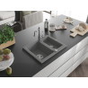 Mexen Carlos 1.5-bowl granite sink with Carla kitchen faucet, gray - 6518-71-670700-71