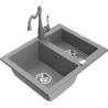Mexen Carlos granite sink 1.5-bowl with kitchen tap Carla, grey - 6518-71-670700-71