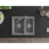 Mexen Carlos granite sink 1.5-bowl with kitchen tap Carla, grey - 6518-71-670700-71