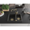 Mexen Carlos 1.5-bowl granite sink with kitchen faucet Carla, black/silver metallic - 6518-73-670700-50