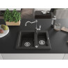 Mexen Carlos granite sink 1.5-bowl with kitchen faucet Carla, black/gold metallic - 6518-75-670700-00