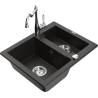 Mexen Carlos 1,5-compartment granite sink with a kitchen mixer tap Carla, Black/Gold metallic - 6518-75-670700-00