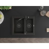 Mexen Carlos granite sink 1.5-bowl with Carla kitchen faucet, black/gold metallic - 6518-75-670700-70-B