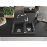 Mexen Carlos 1.5-bowl granite sink with Carla kitchen faucet, black speckled - 6518-76-670700-00