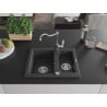 Mexen Carlos 1.5-bowl granite sink with Carla kitchen faucet, speckled black - 6518-76-670700-00