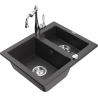 Mexen Carlos 1.5-bowl granite sink with Carla kitchen faucet, speckled black - 6518-76-670700-00
