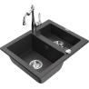 Mexen Carlos 1,5-compartment granite sink with a kitchen mixer tap Carla, spotted black - 6518-76-670700-00