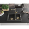 Mexen Carlos 1.5-bowl granite sink with kitchen faucet Carla, speckled black - 6518-76-670700-50