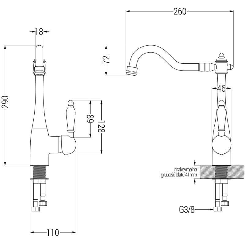 Mexen Carlos 1.5-bowl granite sink with Carla kitchen faucet, black - 6518-77-670700-50
