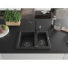 Mexen Carlos granite sink 1.5-bowl with kitchen faucet Carla, black - 6518-77-670700-70-B