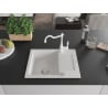 Mexen Enzo 1-bowl granite sink with drainer and Carla kitchen faucet, white - 6506-20-670700-20