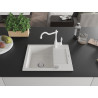 Mexen Enzo granite sink 1-bowl with drainer and kitchen faucet Carla, white - 6506-20-670700-20