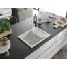 Mexen Enzo 1-bowl granite sink with drainer and Carla kitchen faucet, white - 6506-20-670700-20