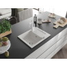Mexen Enzo granite sink 1-bowl with drainer and kitchen faucet Carla, white - 6506-20-670700-20