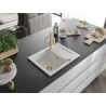 Mexen Enzo 1-bowl granite sink with drainer and Carla kitchen tap, white - 6506-20-670700-50