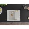 Mexen Enzo 1-bowl granite sink with drainer and Carla kitchen tap, white - 6506-20-670700-50