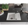 Mexen Enzo 1-bowl granite sink with drainer and Carla kitchen faucet, white - 6506-20-670700-70