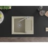 Mexen Enzo 1-compartment granite sink with a drip tray and kitchen mixer tap Carla, Beige - 6506-69-670700-00