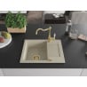 Mexen Enzo 1-Bowl Granite Sink with Drainboard and Carla Kitchen Tap, Beige - 6506-69-670700-50