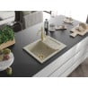 Mexen Enzo 1-compartment granite sink with a drip tray and kitchen mixer tap Carla, Beige - 6506-69-670700-50