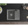 Mexen Enzo 1-compartment granite sink with a drip tray and kitchen mixer tap Carla, Grey - 6506-71-670700-70