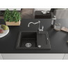 Mexen Enzo granite kitchen sink single-bowl with drainer and kitchen faucet Carla, black/gold metallic - 6506-75-670700-00