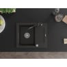 Mexen Enzo granite 1-chamber sink with drainer and kitchen faucet Carla, black/gold metallic - 6506-75-670700-70