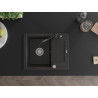 Mexen Enzo granite kitchen sink single-bowl with drainer and kitchen faucet Carla, black/gold metallic - 6506-75-670700-70